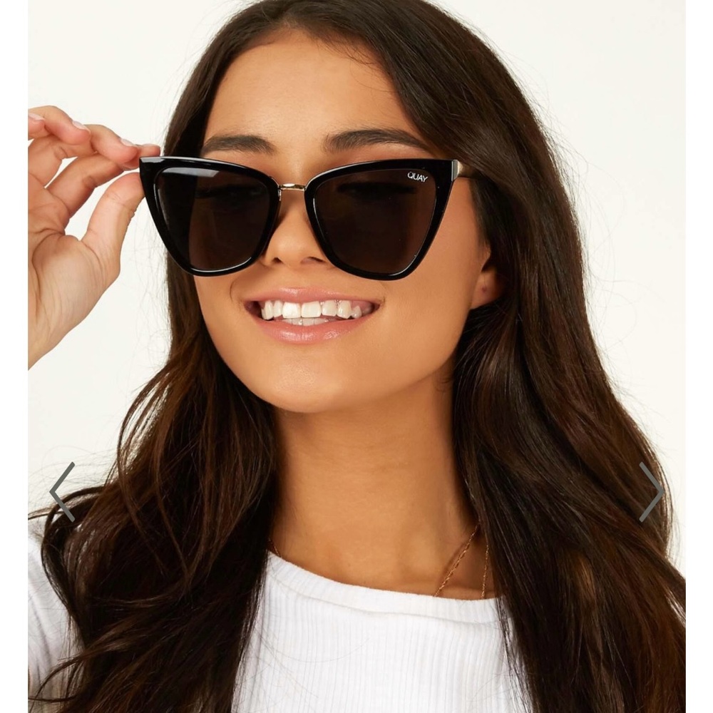 Quay Australia Reina Black Cat-Eye Sunglasses